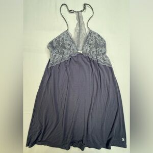 Victoria's Secret Charcoal Lace-Trim Halter Chemise